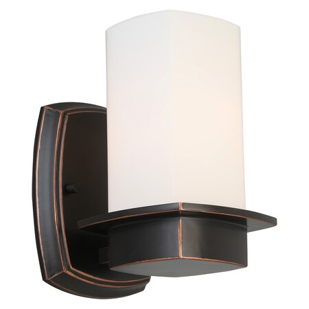 Eglo One Light Wall Light W/ Oil Rubbed Bronze Finish & Frosted Opal Glass 203984A